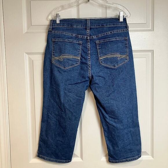 NYDJ Capri Jeans High Rise Dark Wash Denim Cropped Jeans Size 12P Lift Tuck - Picture 2 of 11